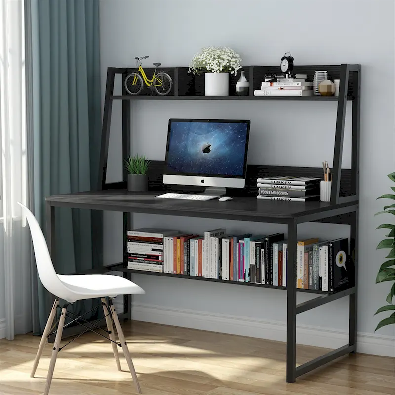 47 Inches Computer Desk with Hutch and Bookshelf