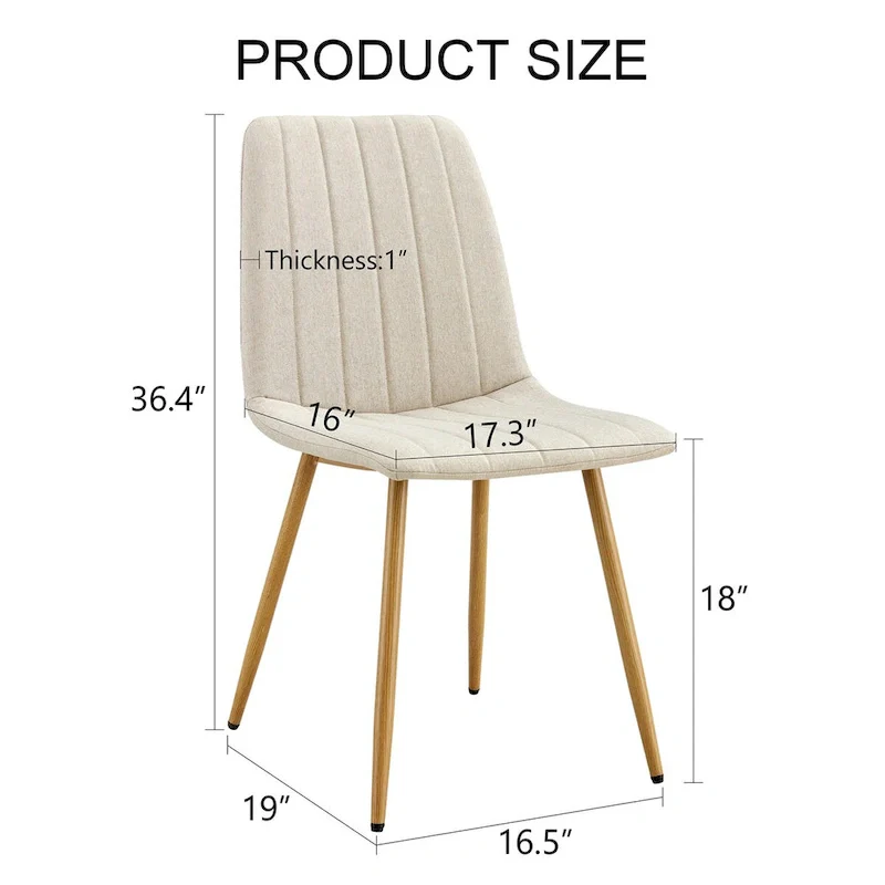 Linen Upholstered Metal Leg Side Chair (Set of 4)