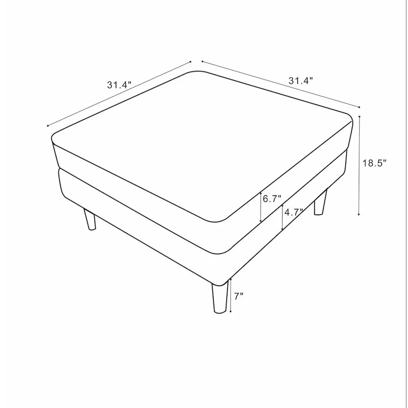 Mid-Century Modern Square Velvet Ottoman