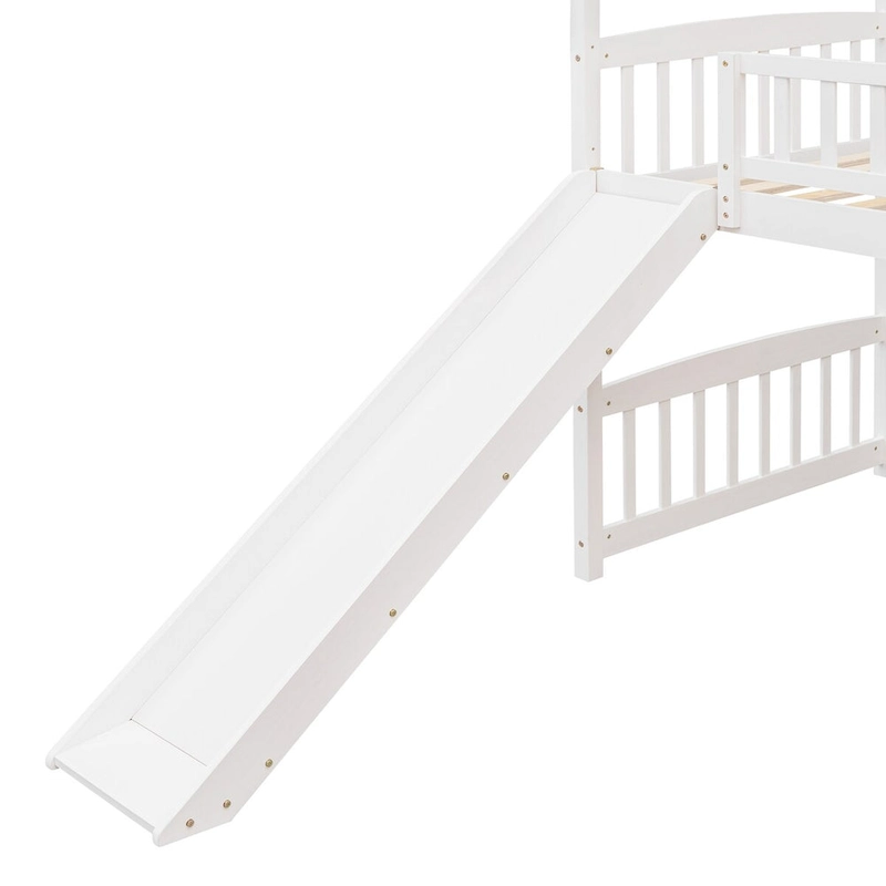 Twin Loft Bed with Slide and Guardrail