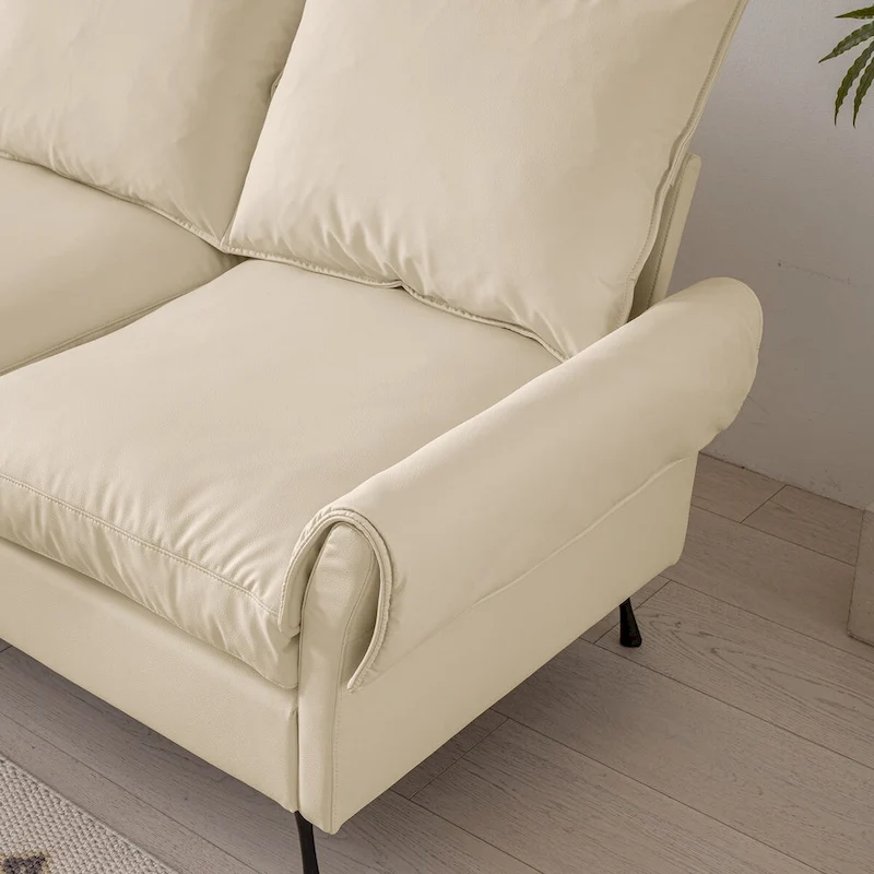 Modern L-Shaped Sofa Couch With Convertible Ottoman