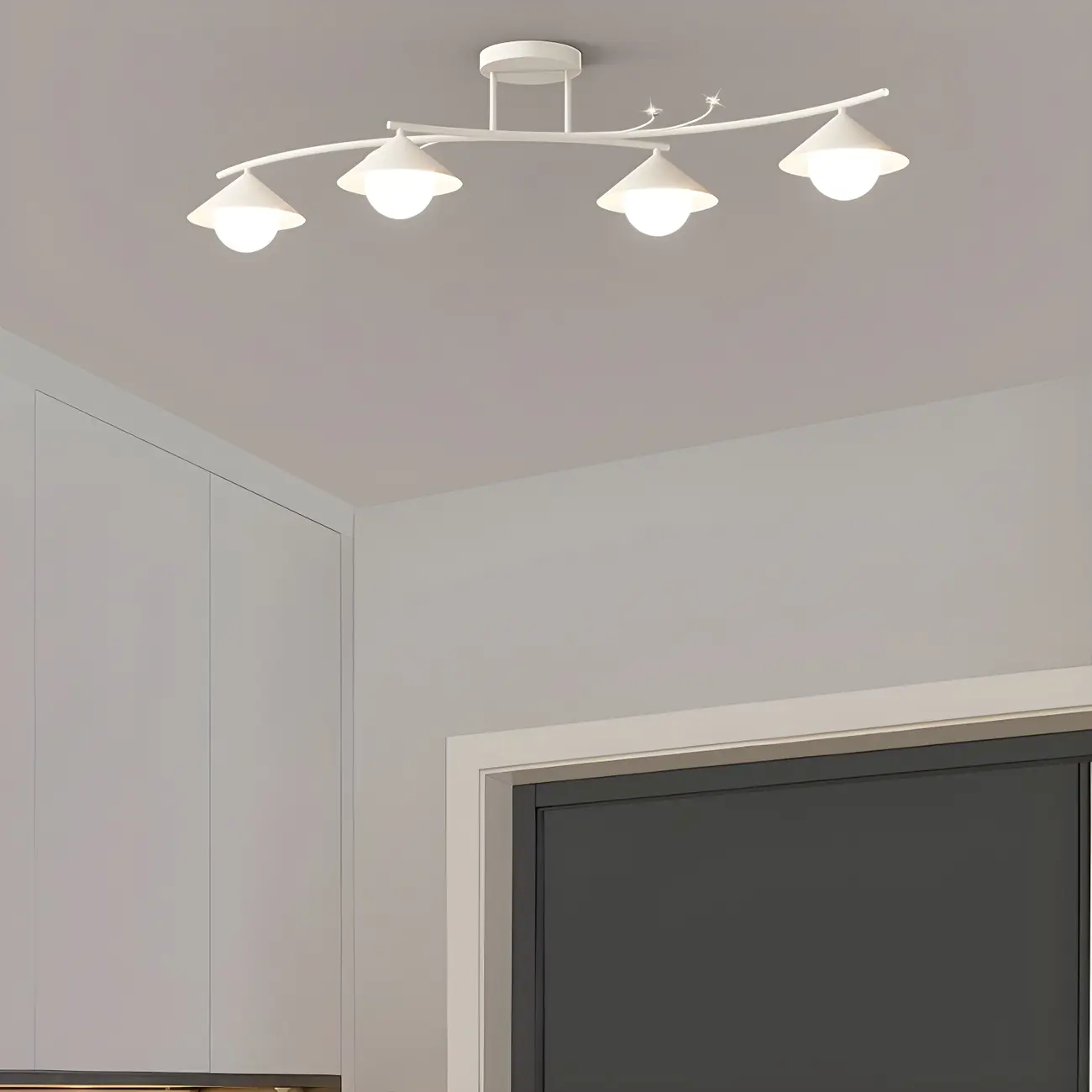 Sleek Modern White Metal Island Pendant Light