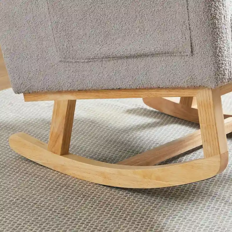 Modern Accent High Backrest Living Room Lounge Arm Rocking Chair, Two Side Pocket