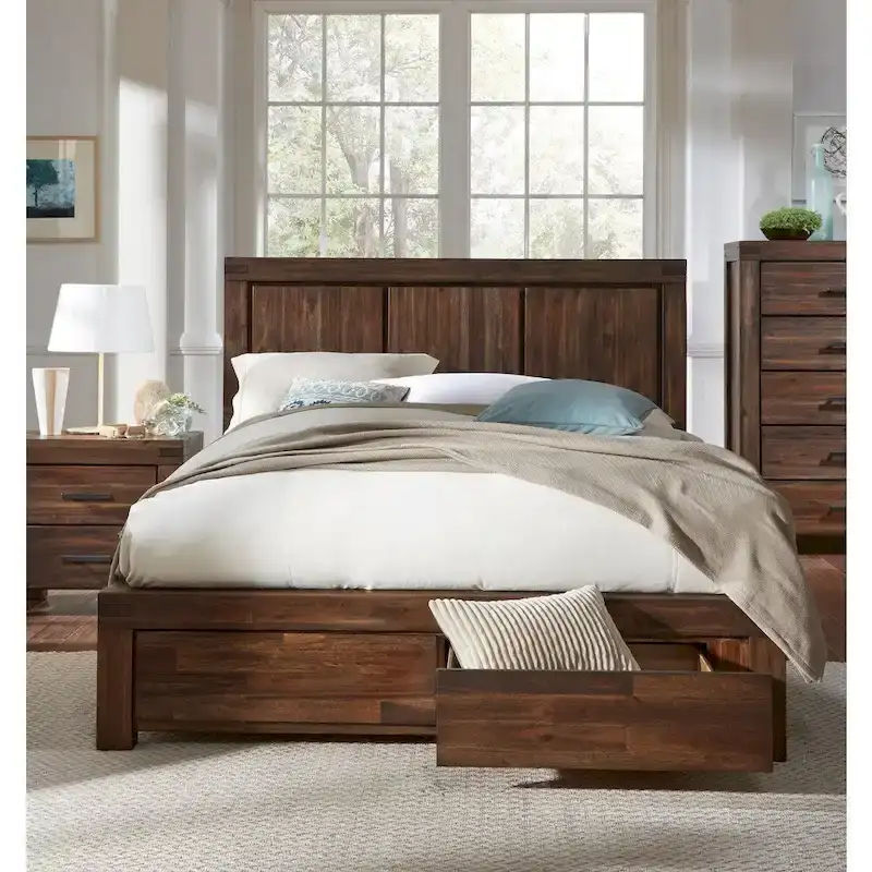Melbury Solid Wood Footboard Storage Bed in Brick Brown