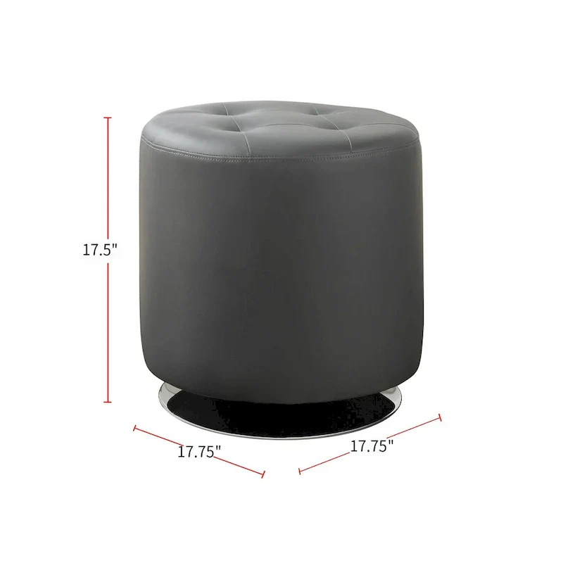 Round Leatherette Upholstered Ottoman