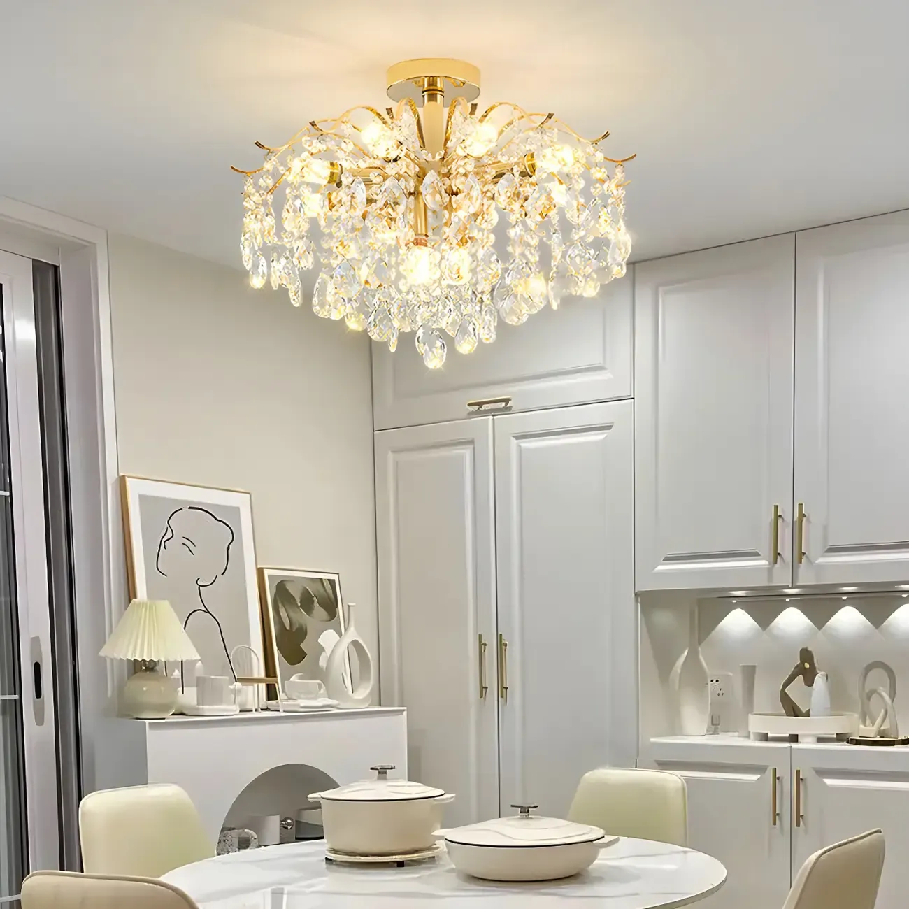 Dining Room Multi-Light Crystal Water Drop Chandelier