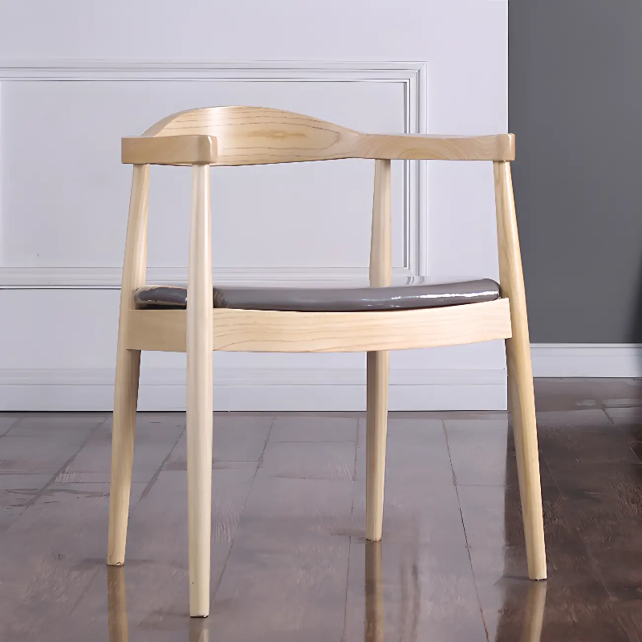 Brown Upholstered Dining Chair with Armrests