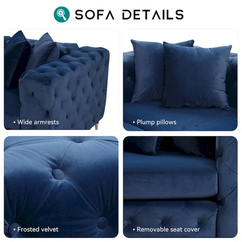 Large L-Shaped Modular Sofa, 6-Seat Velvet Sectional Couch