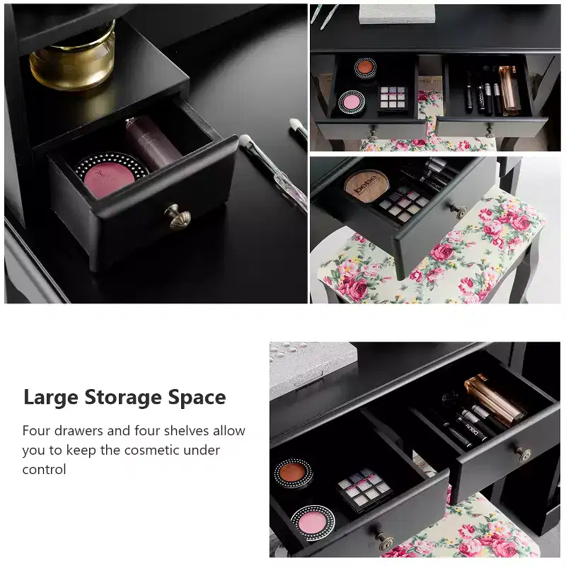 Costway Makeup Vanity Table Drawers Oval Dressing Table Kids Gift