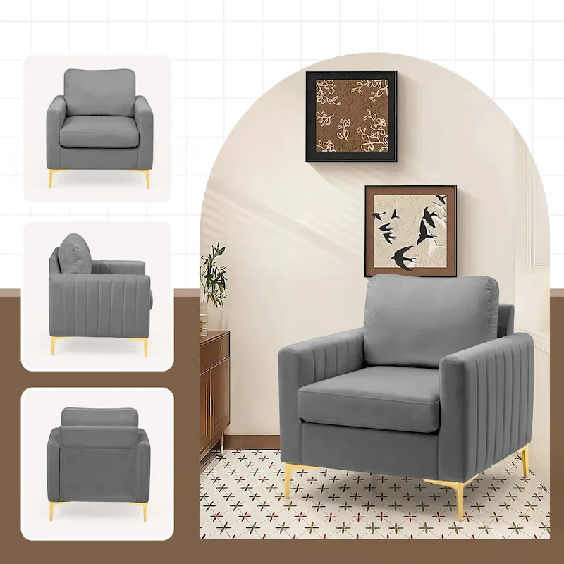 Pellebant Modern Upholstered Accent Armchair Club Chair