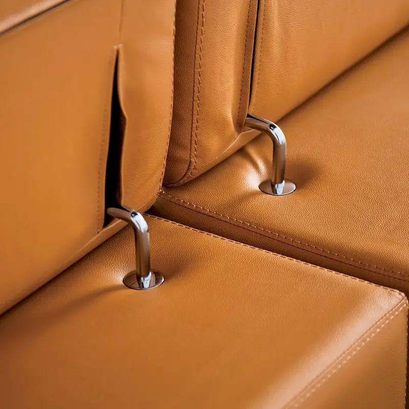 Furniture of America Jacques Modern Low Profile Leather L-Shaped Sectional with Chaise