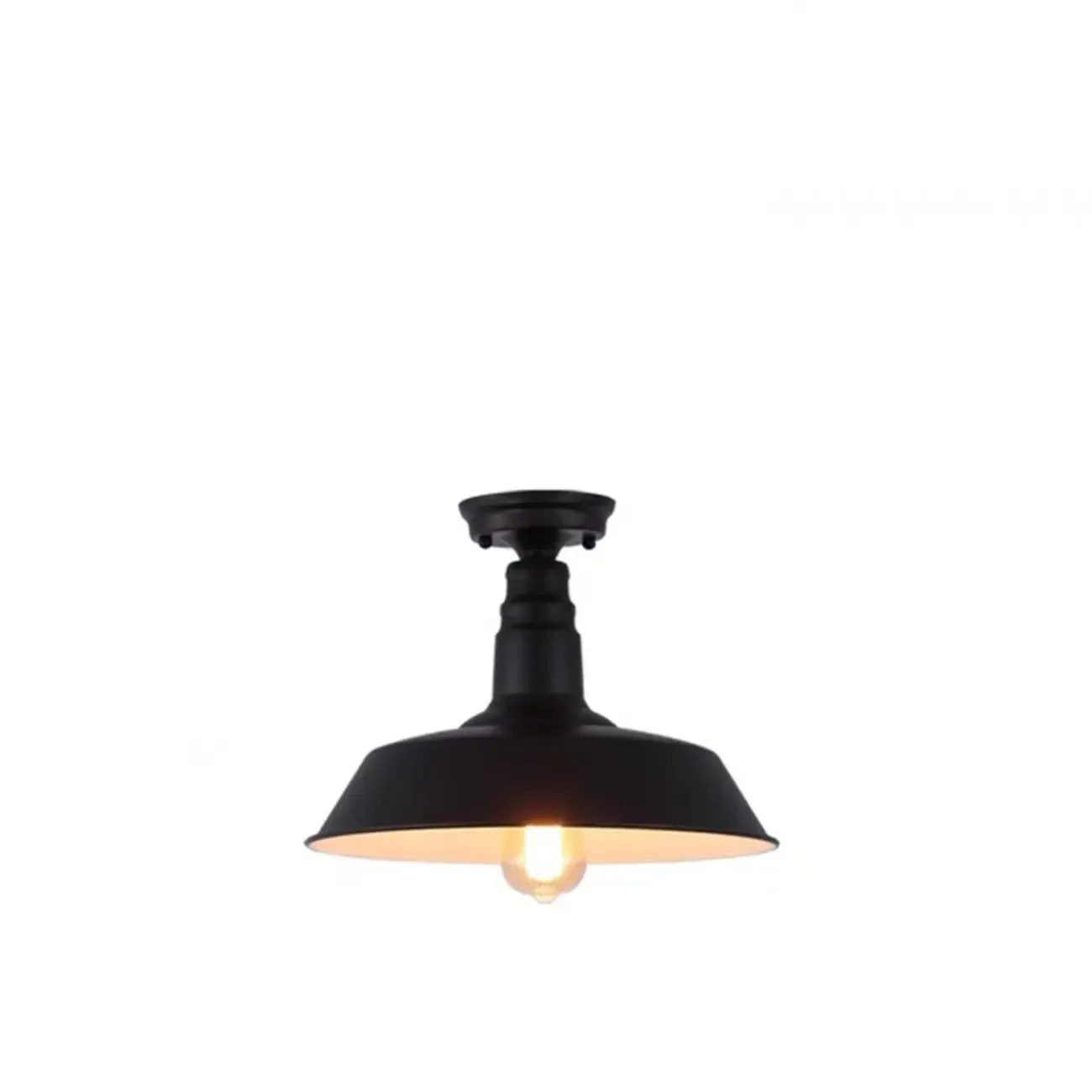 Industrial LED Semi Flush Ceiling Light with Black Iron Shade