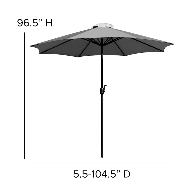 Black Steel Framed 35 Square Faux Teak Patio Table-Tan 9FT Patio Umbrella-Base