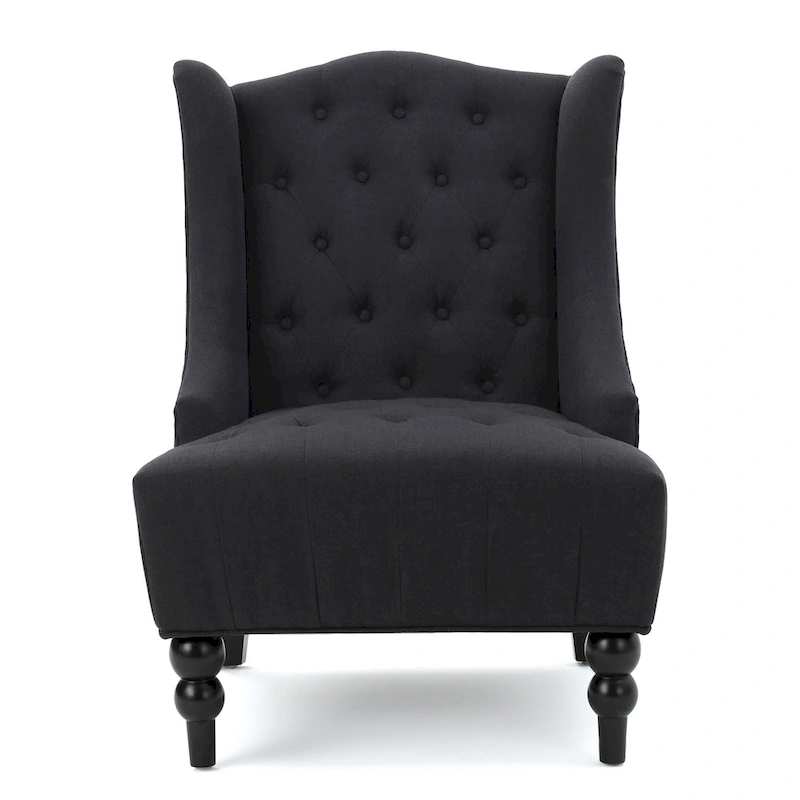 Charcoal 27.5 High Back Upholstered Button Tufted Club Chair