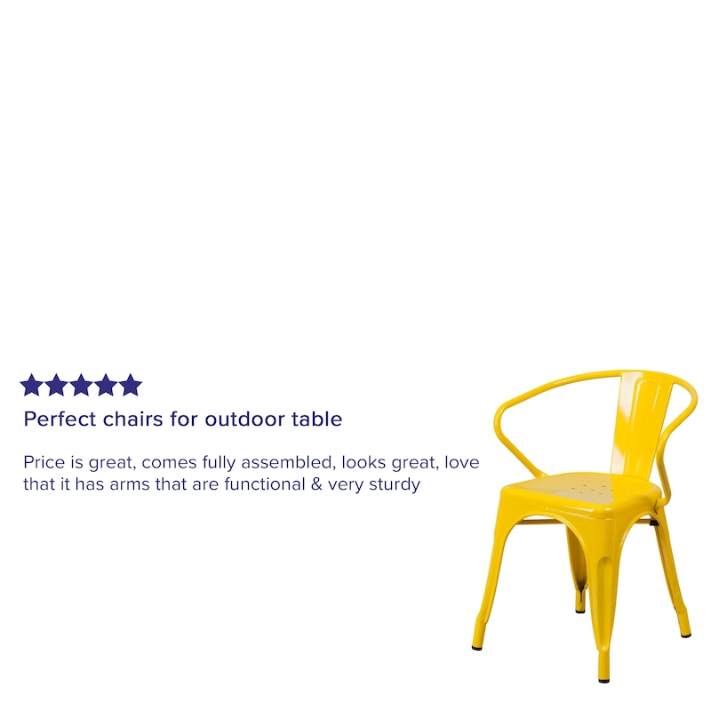 Metal Indoor-Outdoor Chair with Arms - 21.5 W x 19 D x 27.75 H