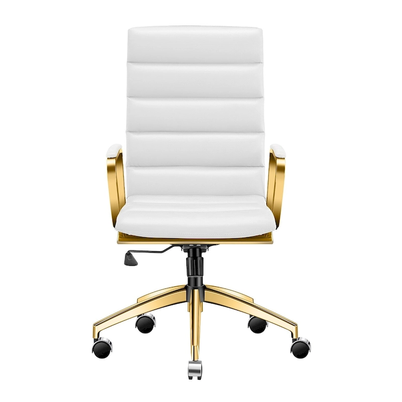 LUXMOD Office Chair Faux Leather Gold Frame Adjustable and Swivel