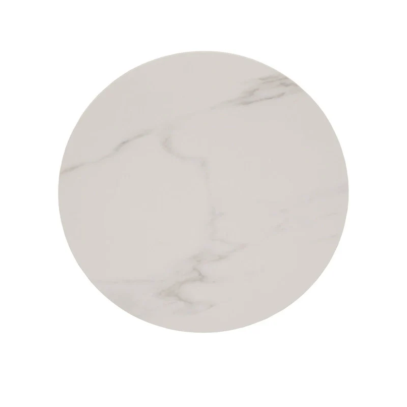 Jurmala Glossy Sintered Stone with Grey Metal Base End Table by iNSPIRE Q Modern