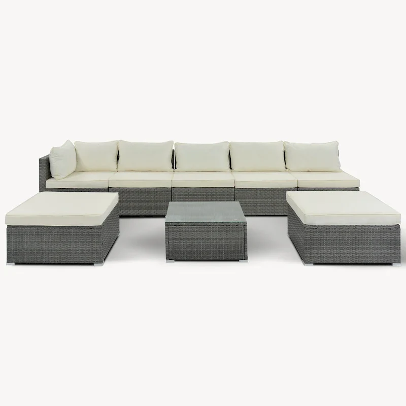 8-Piece Wicker Modular Sectional Sofa Set with Coffee Table