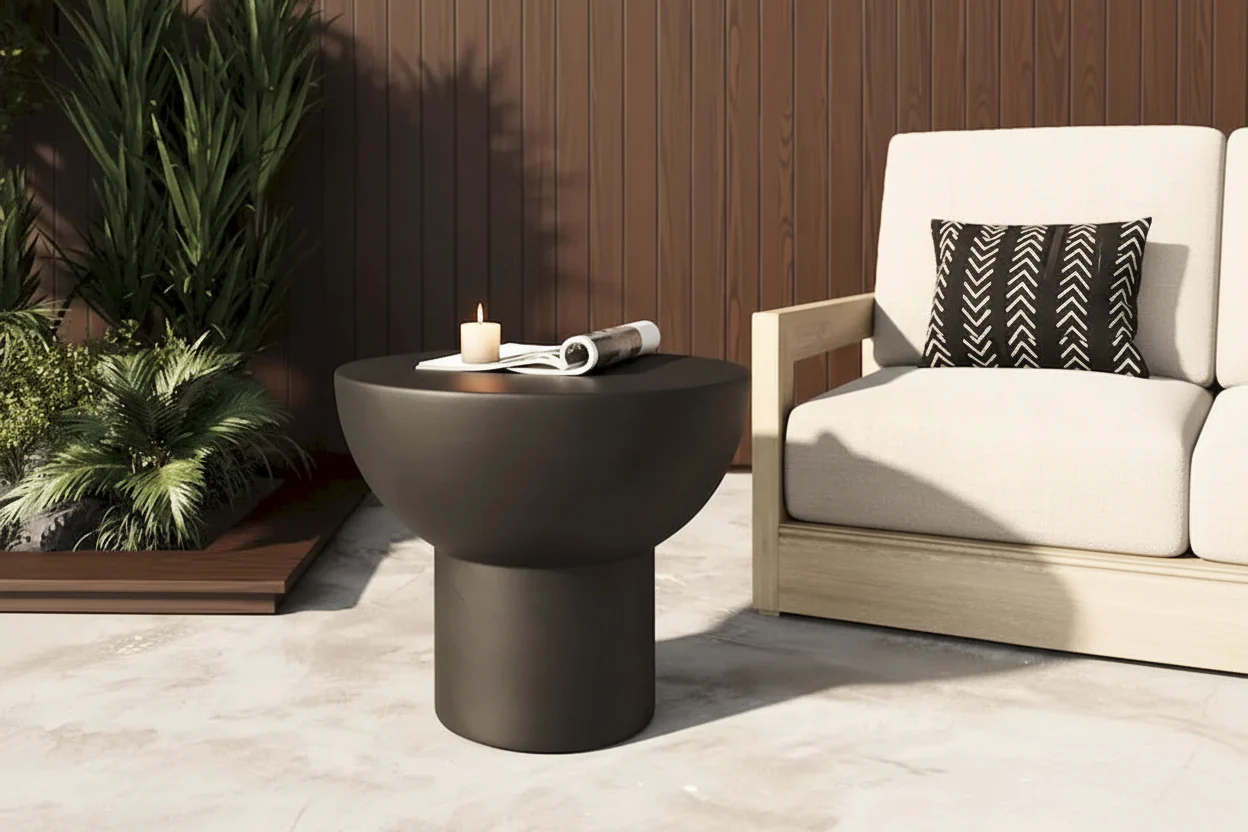 Modern Black Concrete End Table