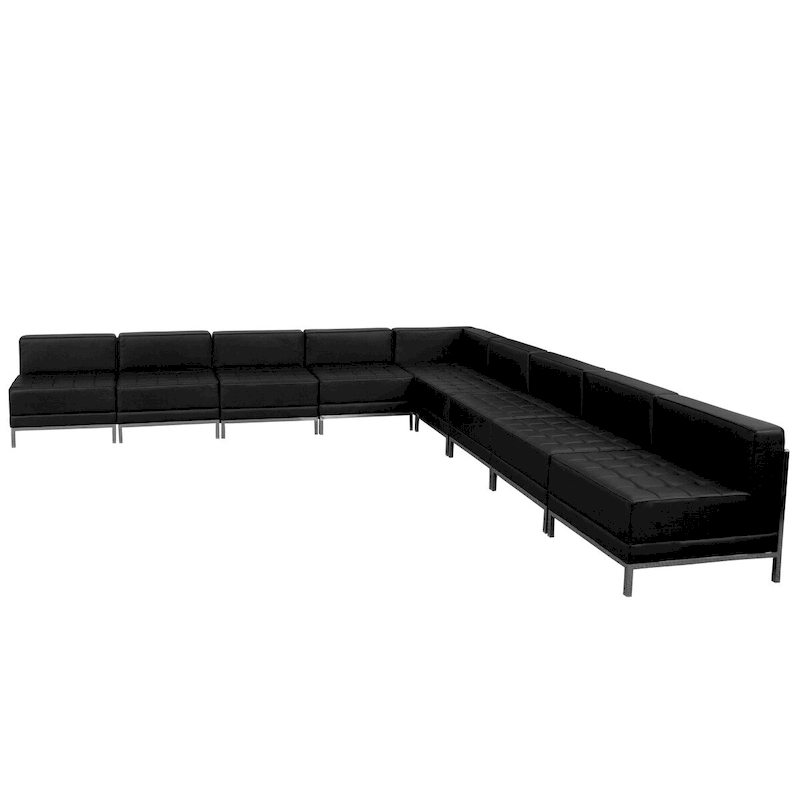 9 Piece LeatherSoft Modular Sectional Configuration - Stainless Steel Legs - 140.5W x 28.75 - 140.5D x 27.5H