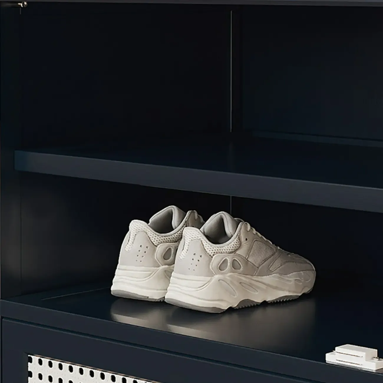 Modern Black Bamboo Shoe Cabinet with Rattan Panels