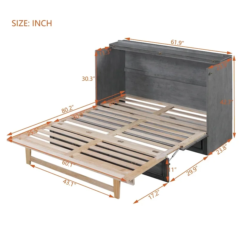 Queen Murphy Bed with Large Drawers