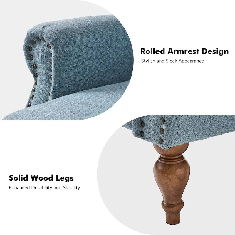 Traditional Roll Arm Manual Recliner with Solid Wood Legs