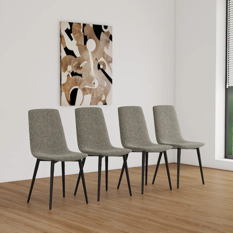 4 Piece Dining Chair Set Modern Kitchen Chairs with Black Metal Legs