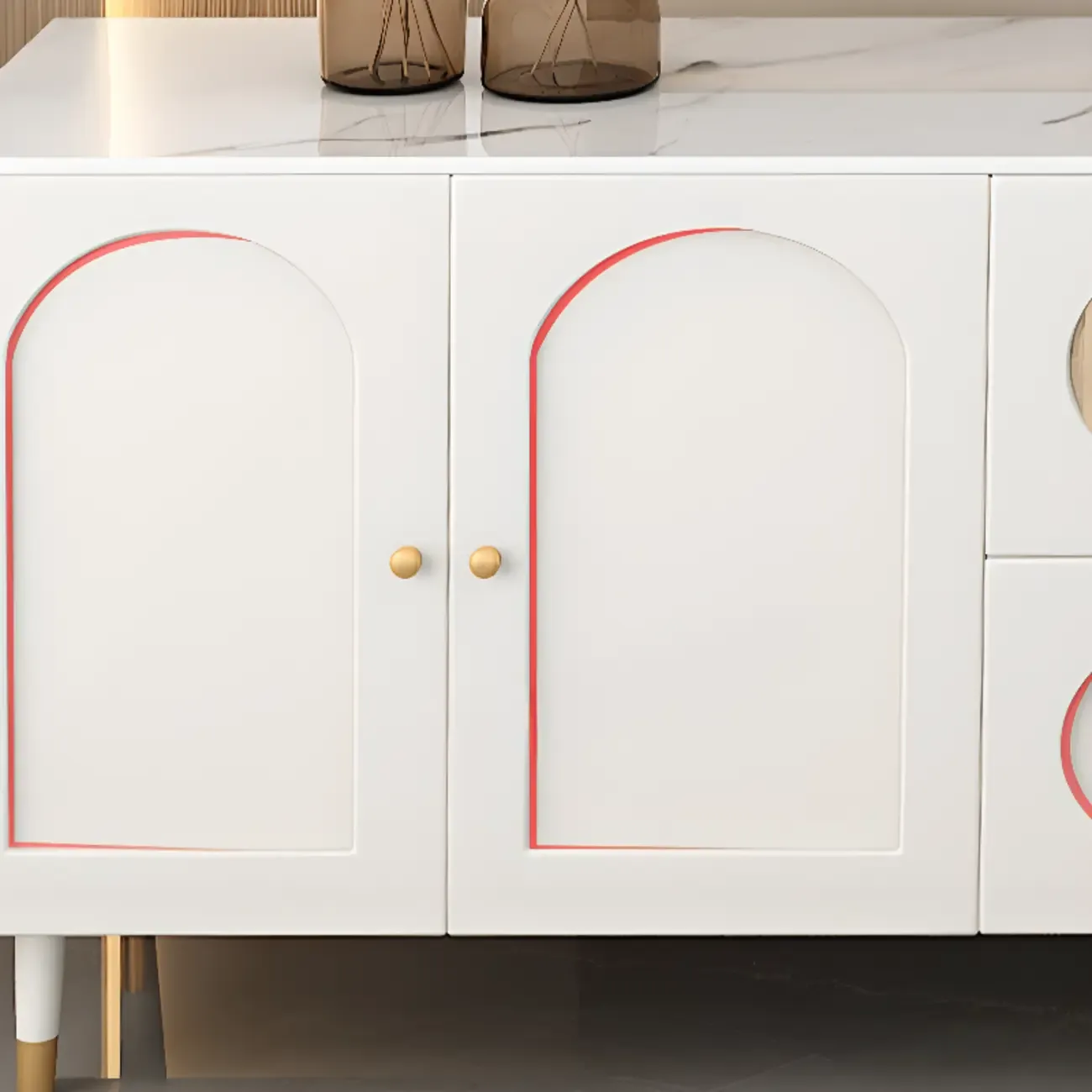 63 Elegant Stone White TV Stand with Adjustable Shelves