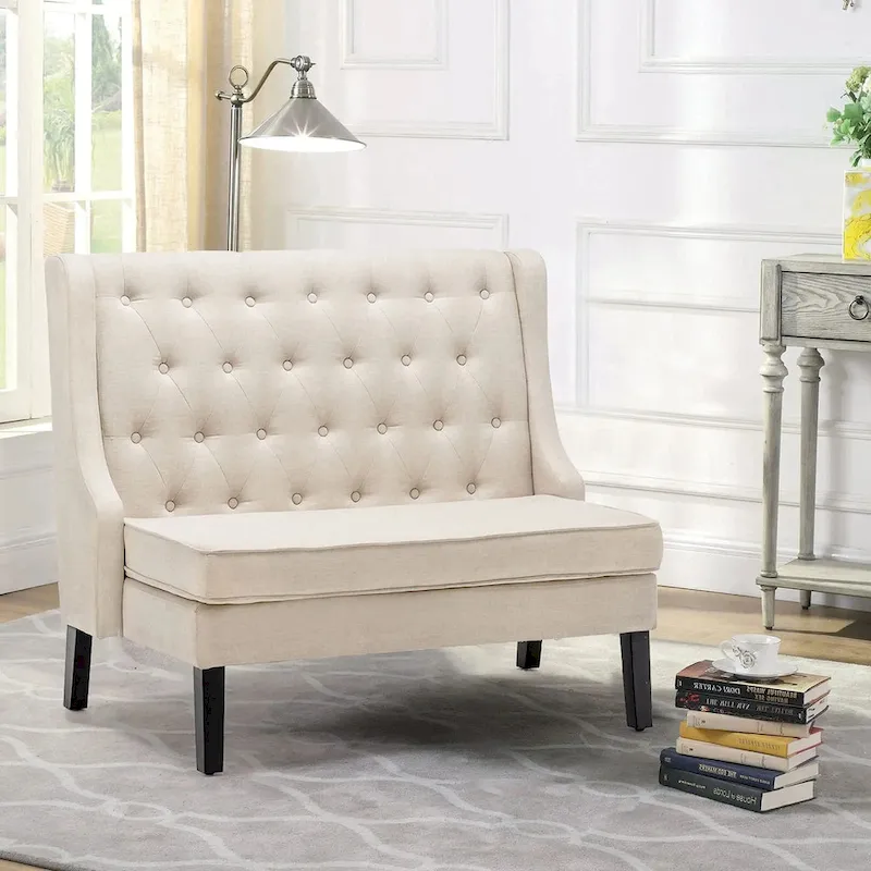 Modern Settee Bench ,loveseat Sofa Loveaseat Settee Sofa Bench High Back for Dining Living Room Hallway or Entryway Seating