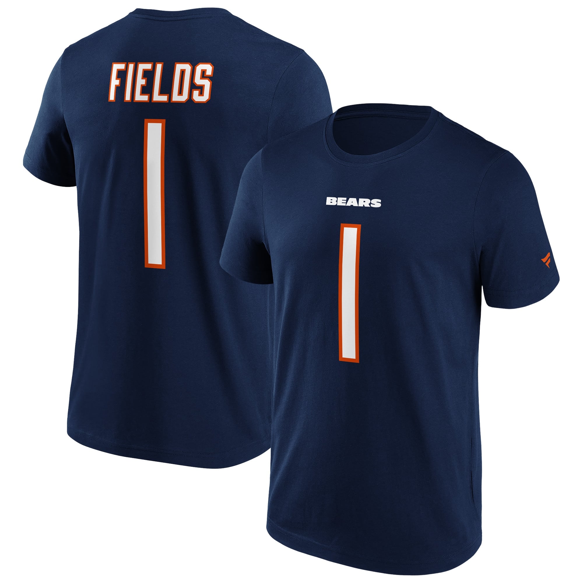 Justin Fields #1 Chicago Bears Iconic Player NFL T-Shirt Navy