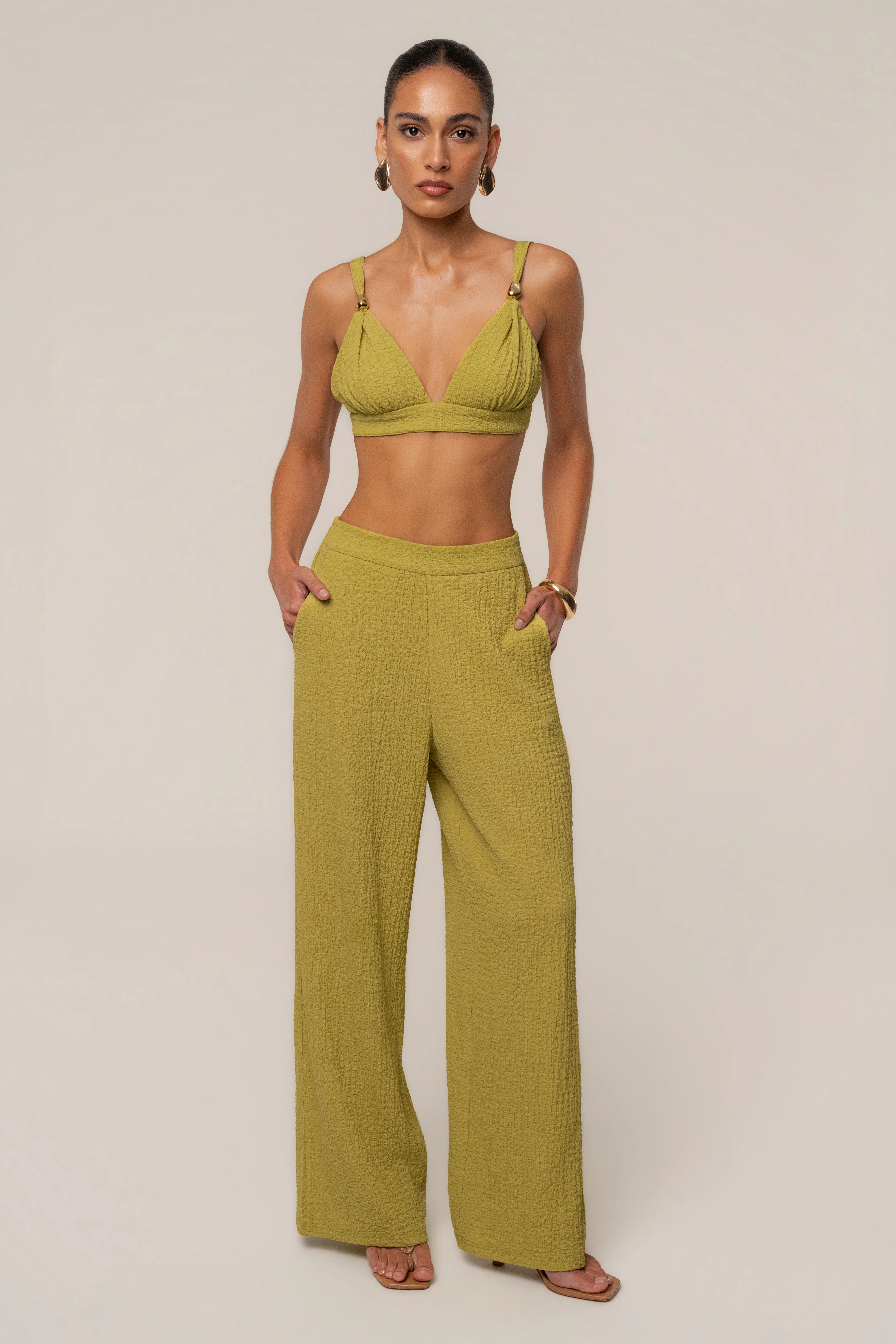 Lime Dockside Crepe Knit Bralette