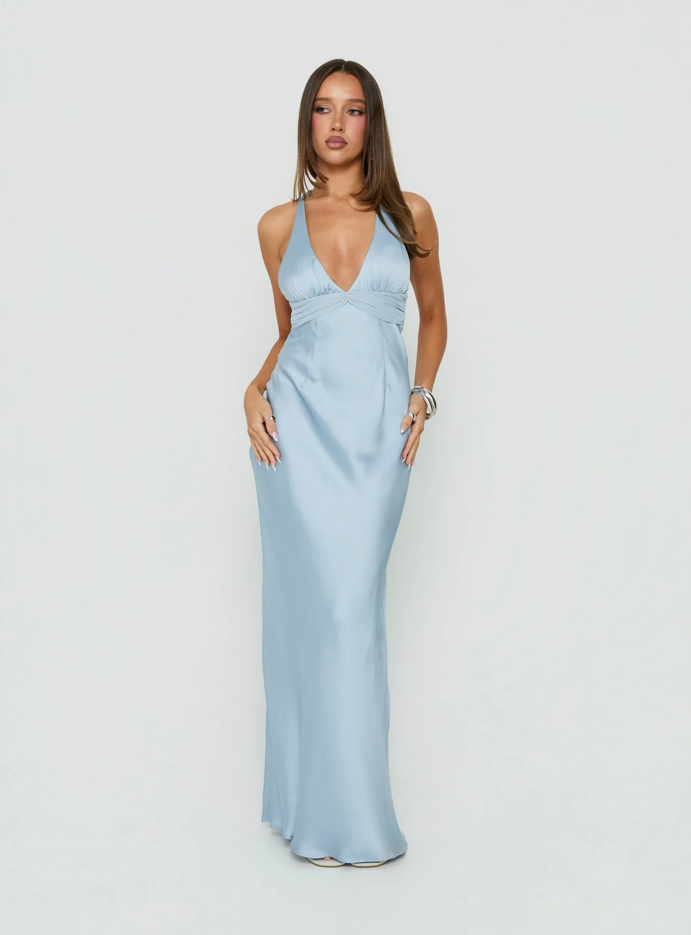Odyssa Halter Maxi Dress Blue Slate