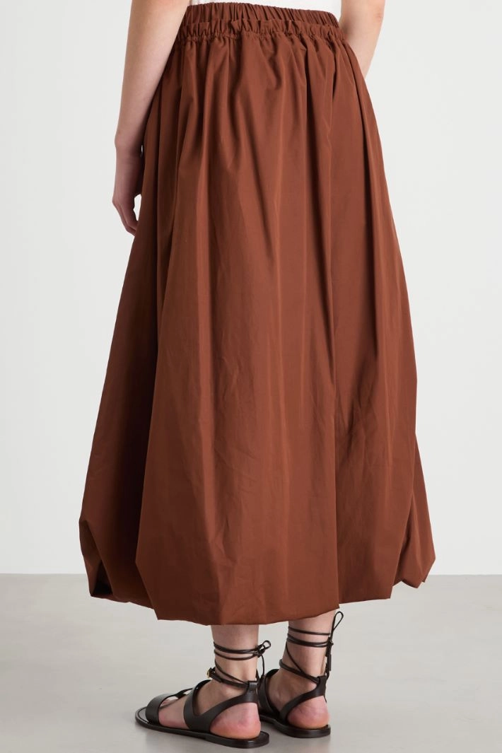 A-line skirt with elasticated waist - BROWN