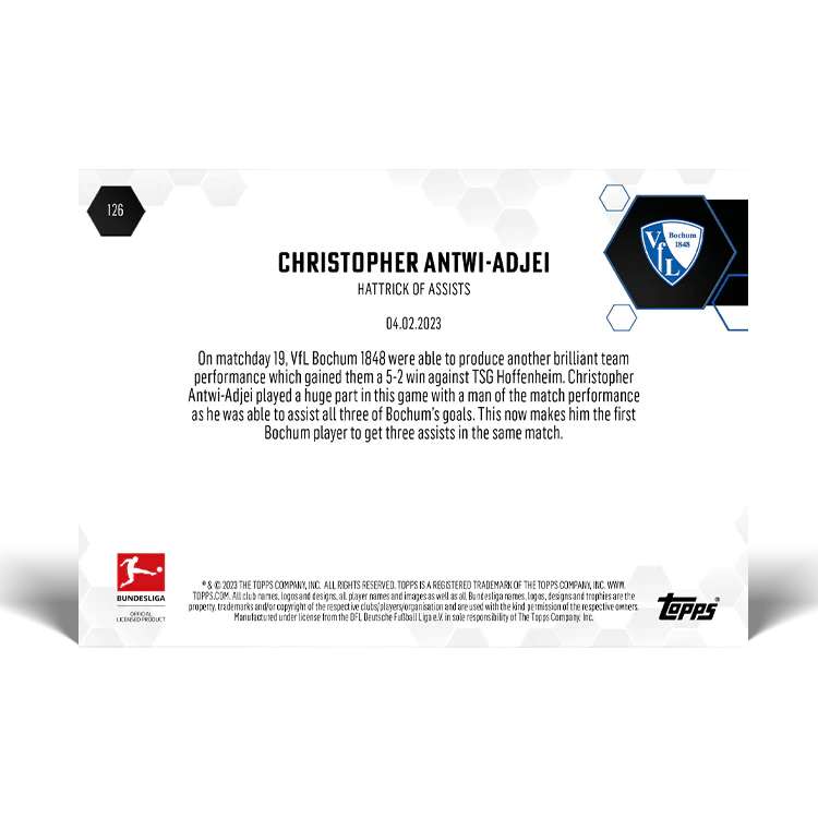 Topps UK - Hatrick of assists - Bundesliga TOPPS NOW® Card #126
