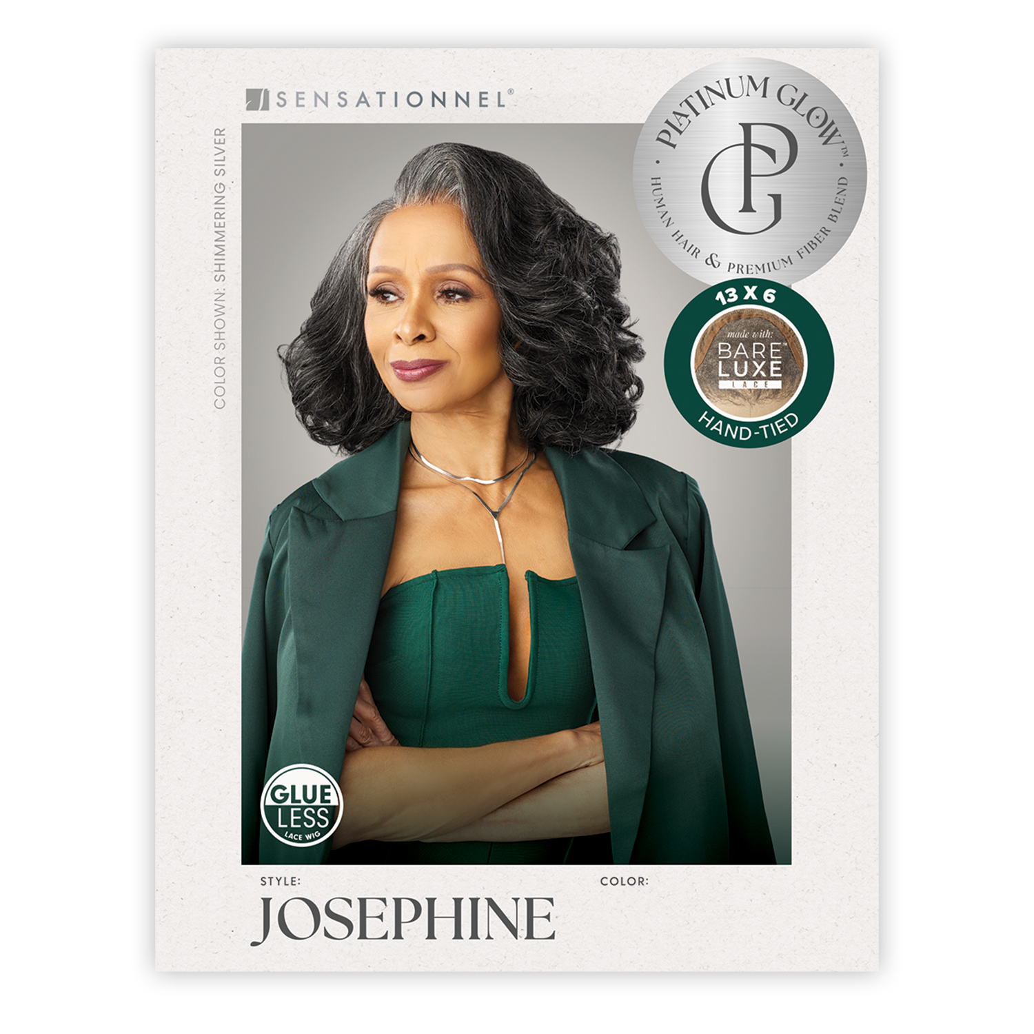 Sensationnel Human Hair Blend Lace Front Wig BareLace Glueless 13X6 Platinum Glow Josephine