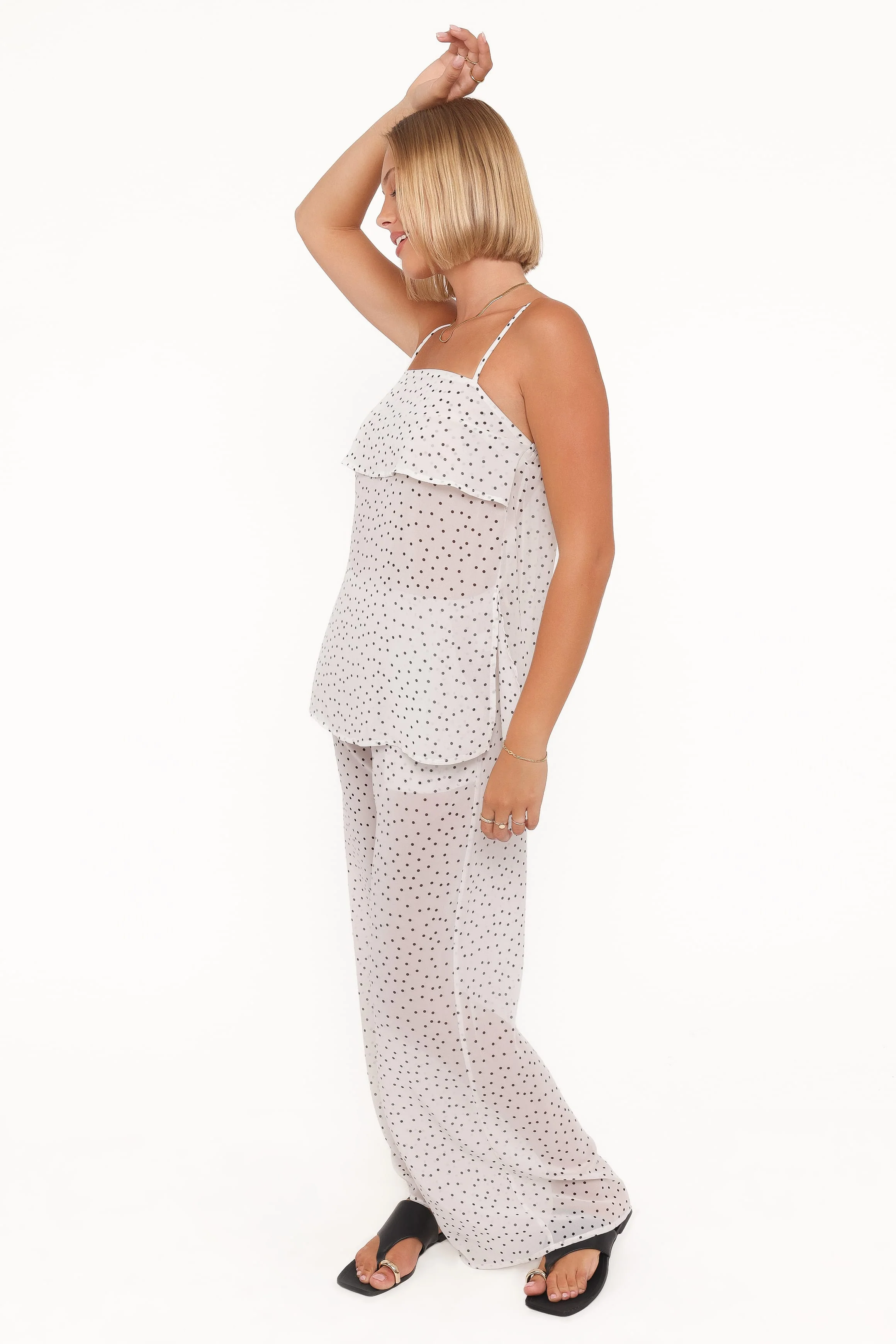 Hazel Pant Set - Cream Polka Dot