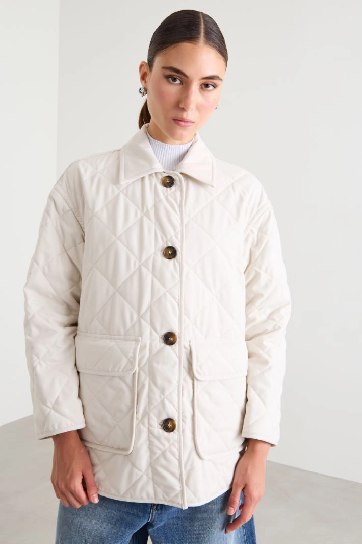 Padded jacket with quilted flannel - WHITE