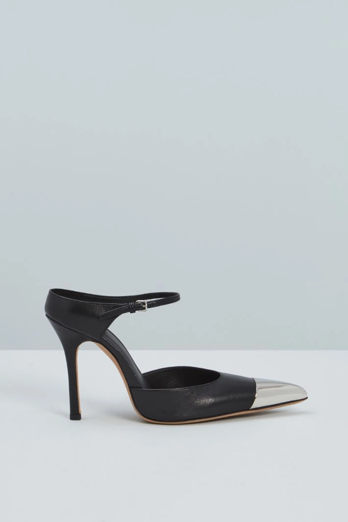 Metal-toe court shoes - BLACK SILVER