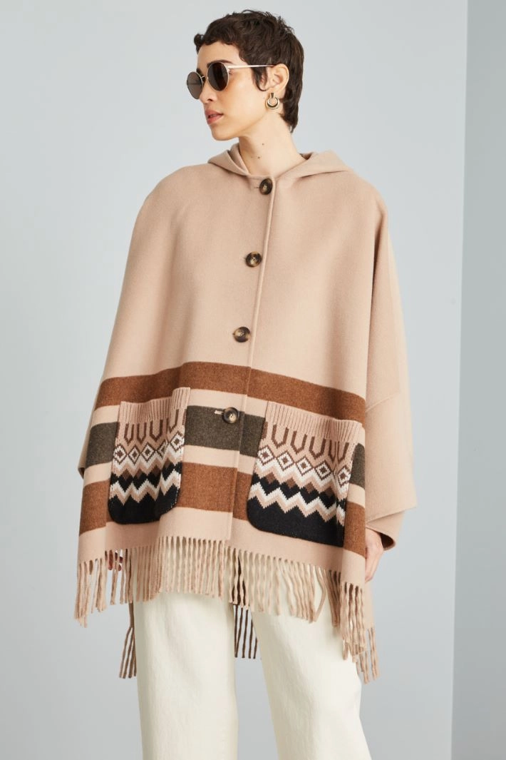 Jacket with knit pockets - CAMEL BROWN GREY