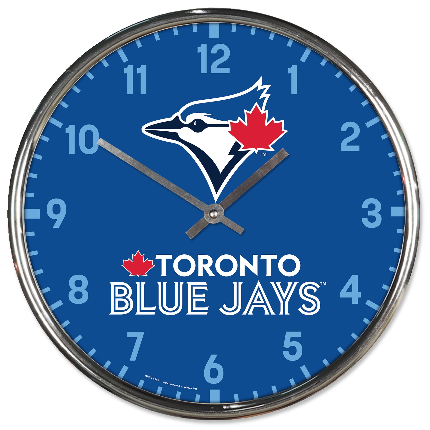 Toronto Blue Jays Chrome MLB Team Design Wall Clock