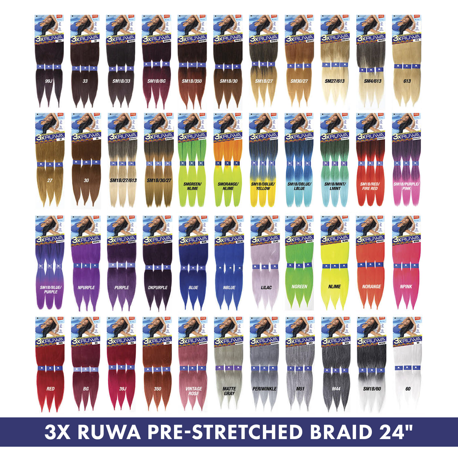 Sensationnel Synthetic Hair Braids X-Pression 3X Ruwa Pre-Stretched Braid 24