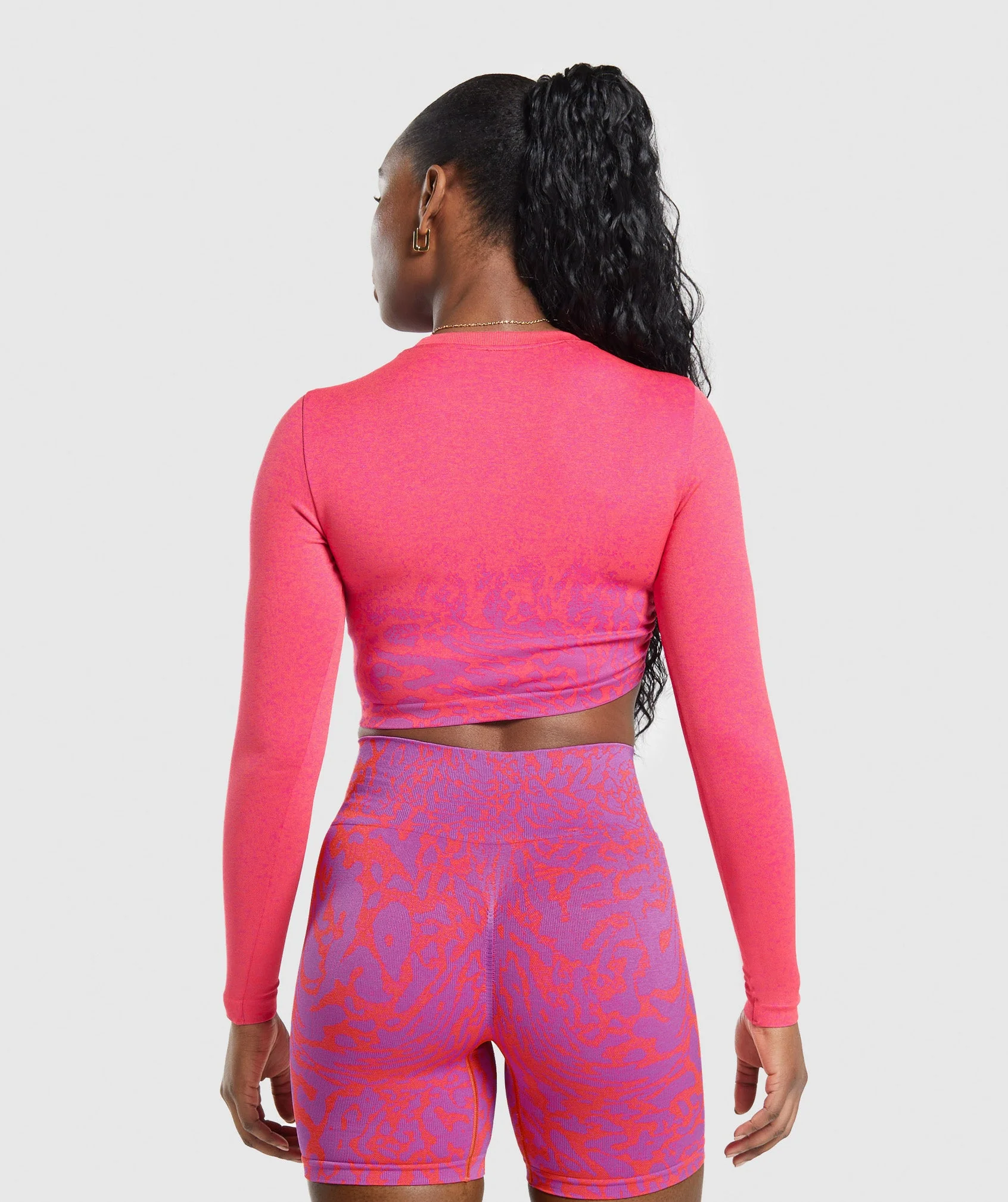 Adapt Safari Seamless Faded Long Sleeve Top Shelly Pink/Fly Coral