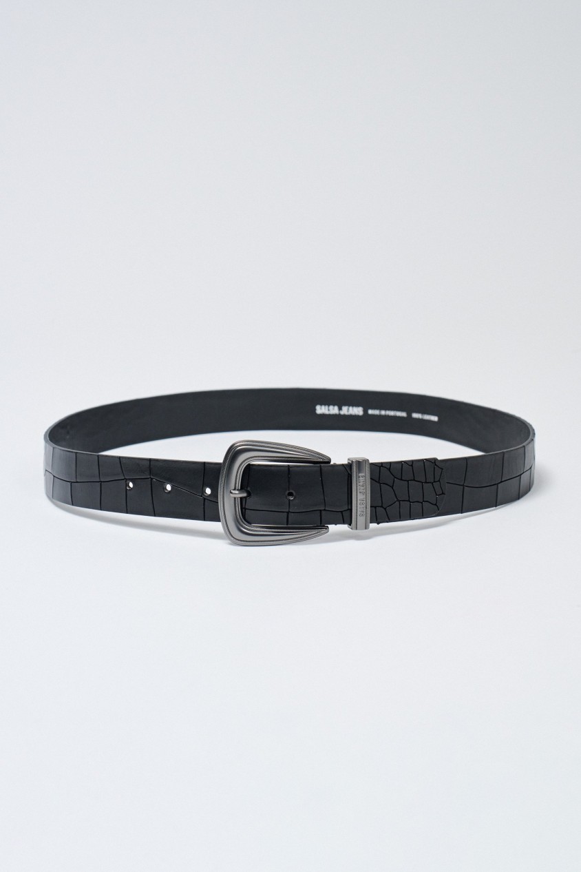 LEATHER BELT CROCODILE EFFECT