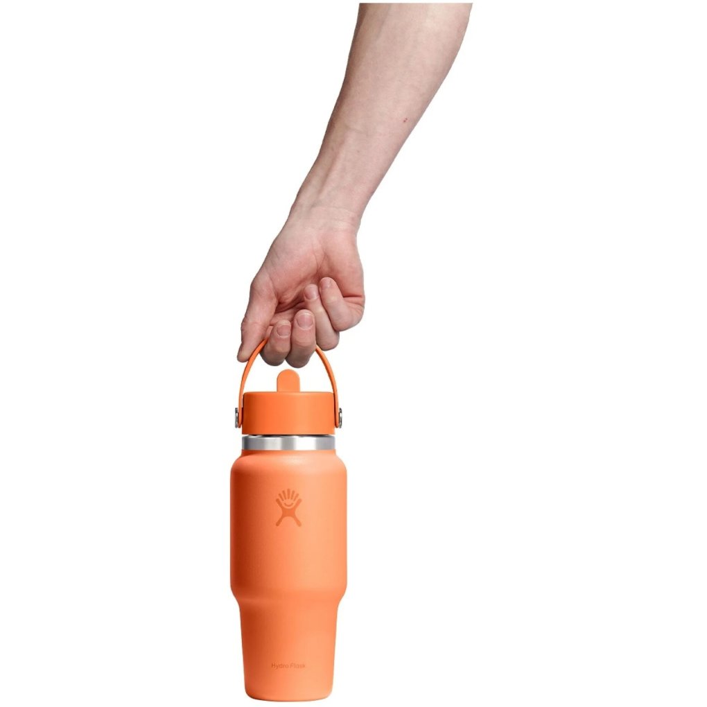 Hydro Flask 24 oz Wide Mouth Insulated Travel Bottle + Flex Straw Cap - 710ml - Nectar Orange