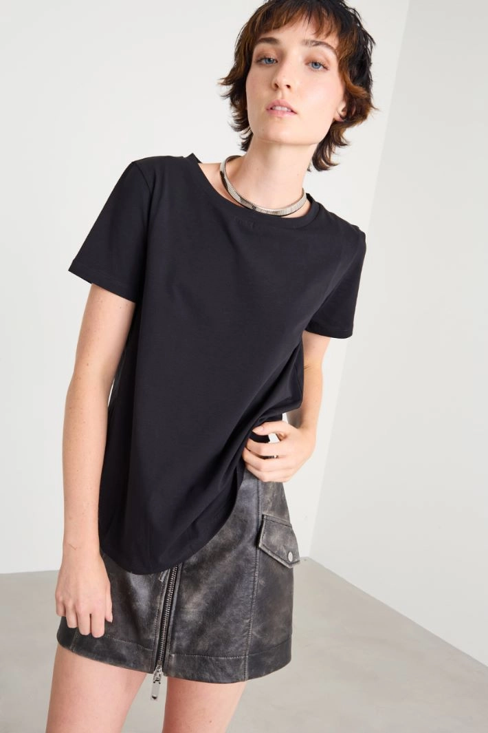Cotton jersey T-shirt - BLACK