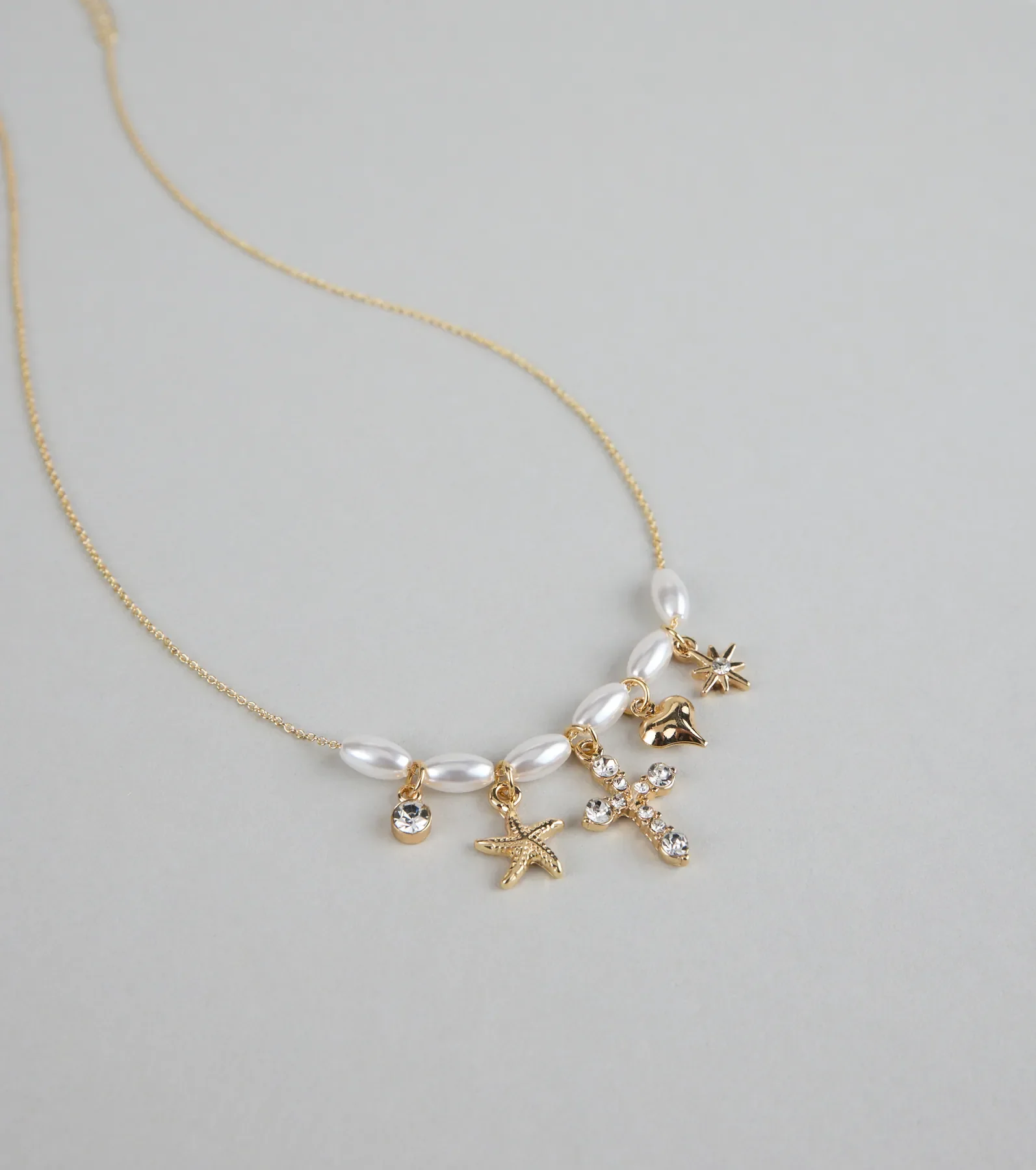 Seas the Moment Faux Pearl Charm Necklace