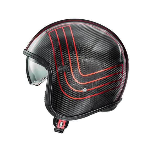 Premier VINTAGE PLATINUM CARBON EX CHROMED BM Jet Helmet - Black/RedRef: PE0402