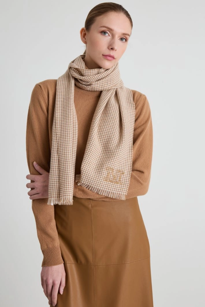 Houndstooth cashmere stole - BEIGE
