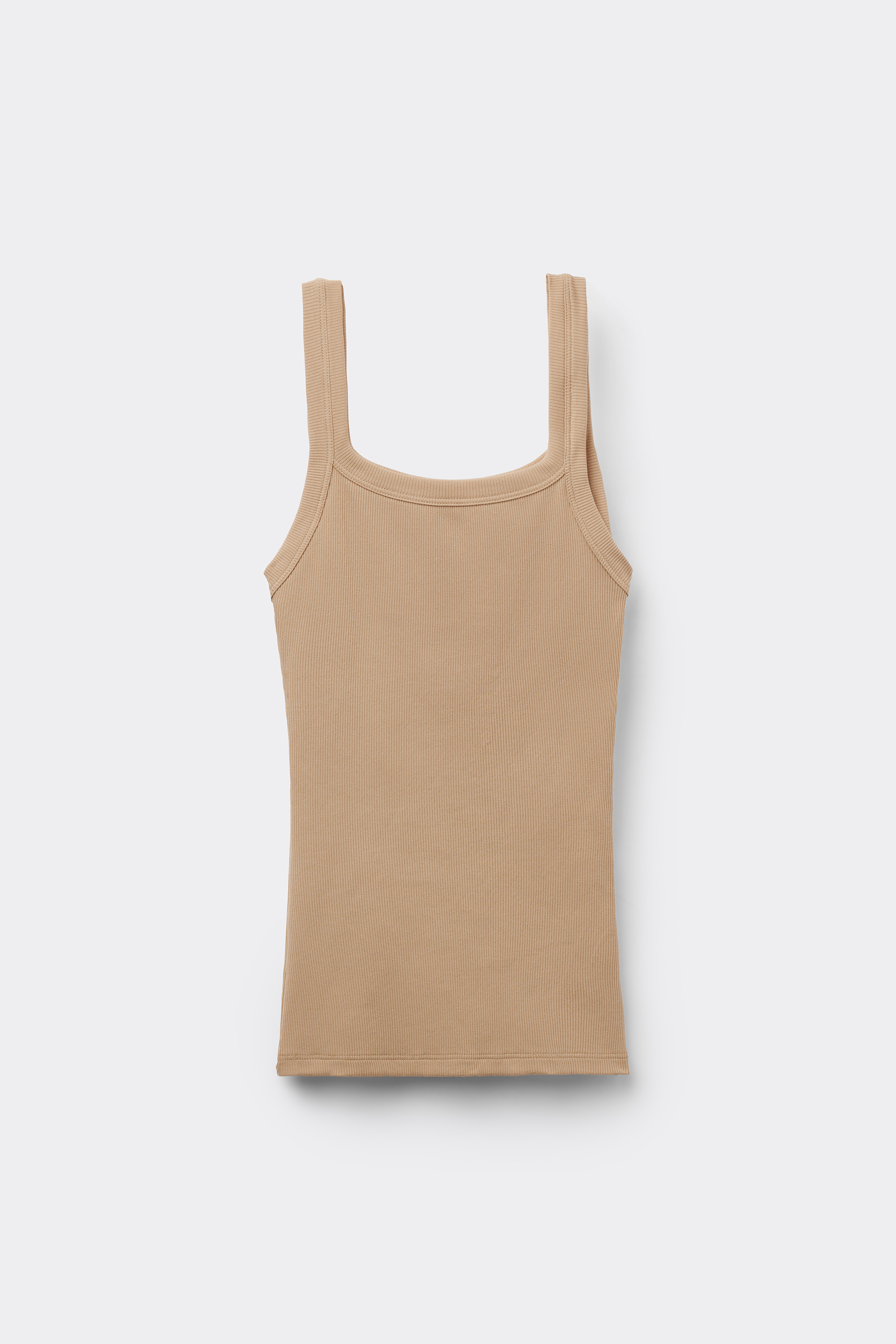 Square Neck Ribbed Cotton Camisole